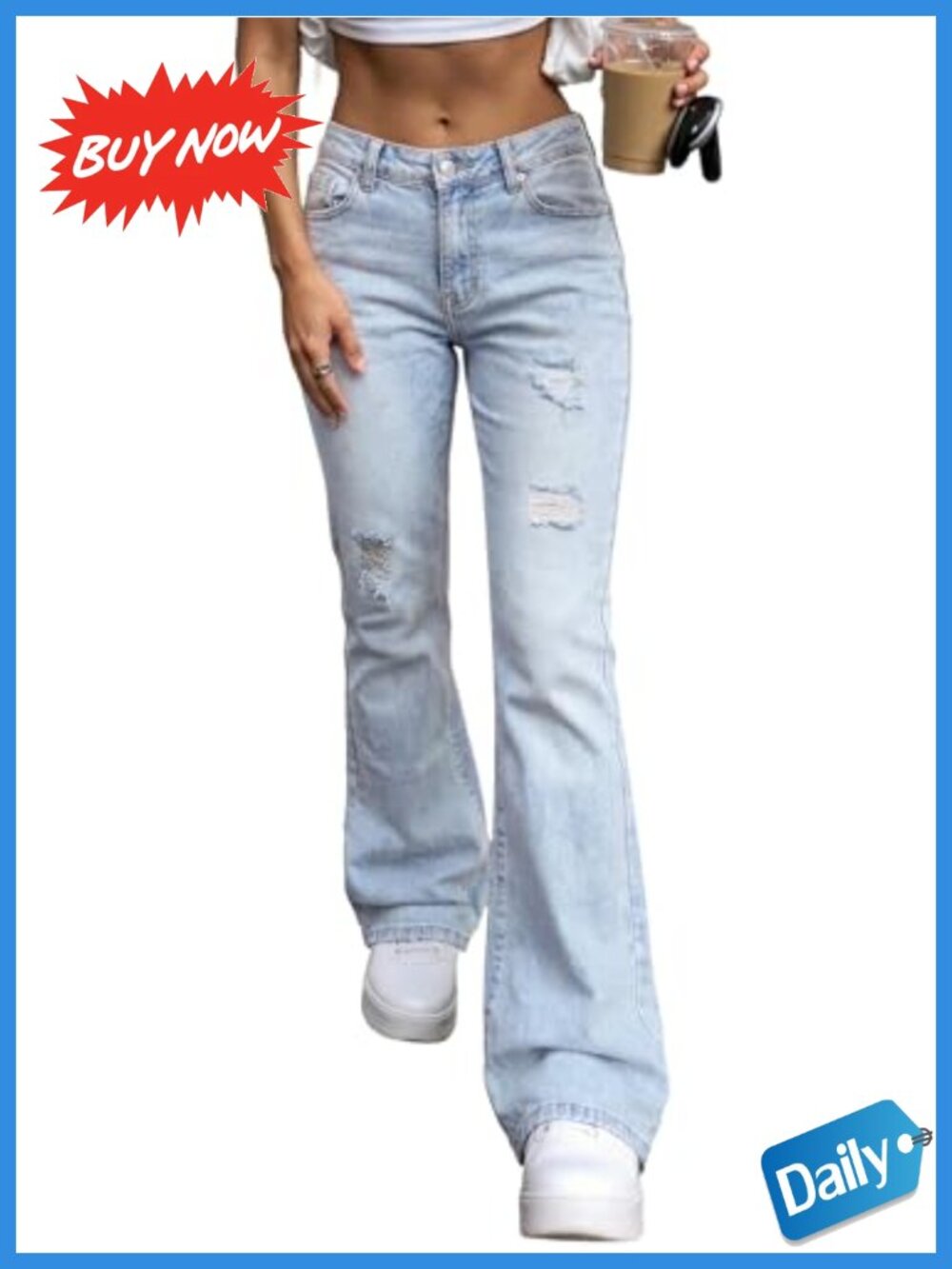 EMMIOL Women's High Waist Flare Bootcut Jeans Stretch Denim Pants